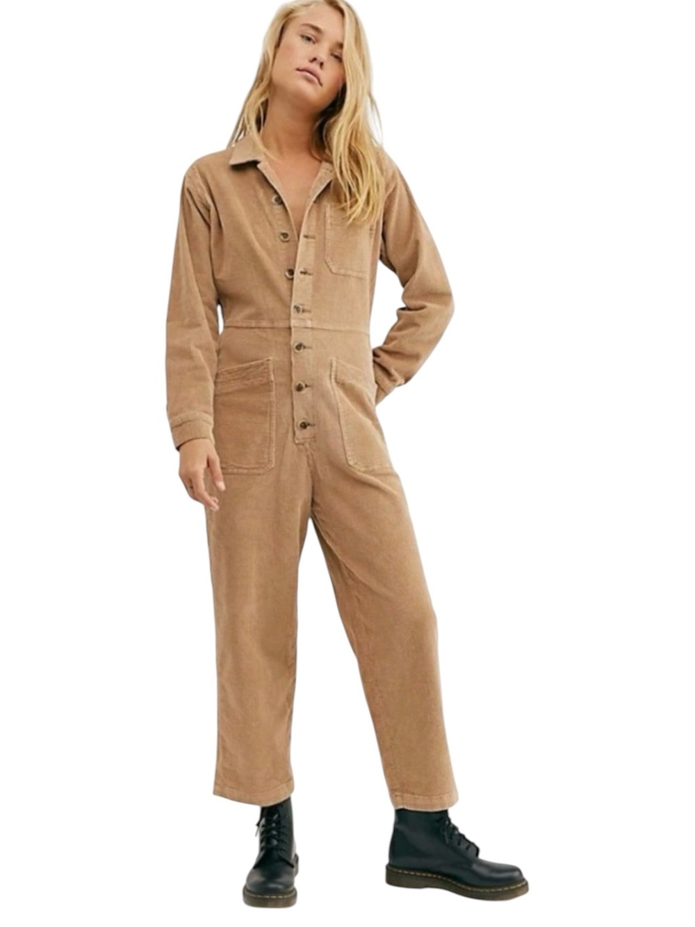 Free People Gia Cord Coveralls Corduroy Utility Boilersuit Jumpsuit Size S